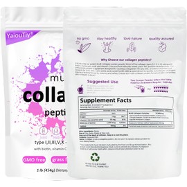 Multi Collagen Peptides Powder - Hydrolyzed Collagen Types I, II, III, V, X for Skin, Hair, Nails & Joint Support - Unflavored, Gluten-Free, Easy to Mix - Non-GMO, Paleo Friendly 16oz (1 Pack)