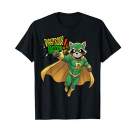 'Righteous Raccoon Superhero s Retro Comic Strip T-Shirt