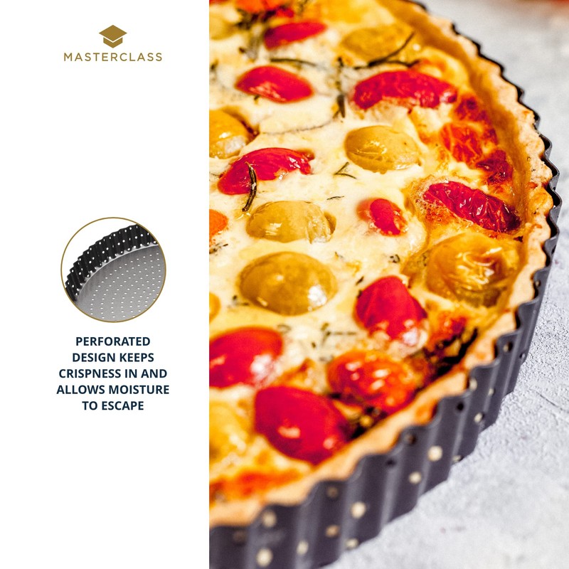 MasterClass KCMCCB33 Crusty Bake 25 cm Perforated Quiche Tin with