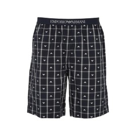 Emporio Armani Men's Yarn Dyed Woven Pajama Shorts, Check Eagle/Ar.blu/T, Small