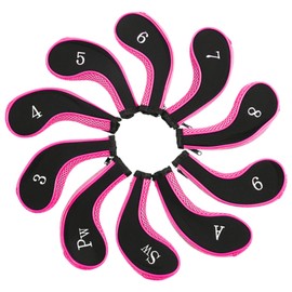 10pcs Neoprene Golf Club Iron Head Covers Putter Set Protector Case Golf Accessory(Pink)