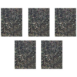 5Pcs Glitter Faux Leather Sheets A5 Glitter Leather Fabric Sparkly Sequin Fabric Sheets for DIY Crafts Bags Bows, Black