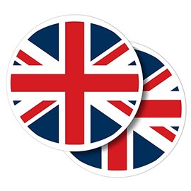 Vinyl Round Stickers (Set of 2) 10cm - Oval Union Jack Travel England Flag for Laptops, Tablets, Luggage, Scrap Booking, Fridges #56469