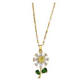 Ladies Decorative Pendant Necklace, 18K Gold Plated - Various Designs Available - Supplied with Jewellery Gift Box (Pretty Daisy)