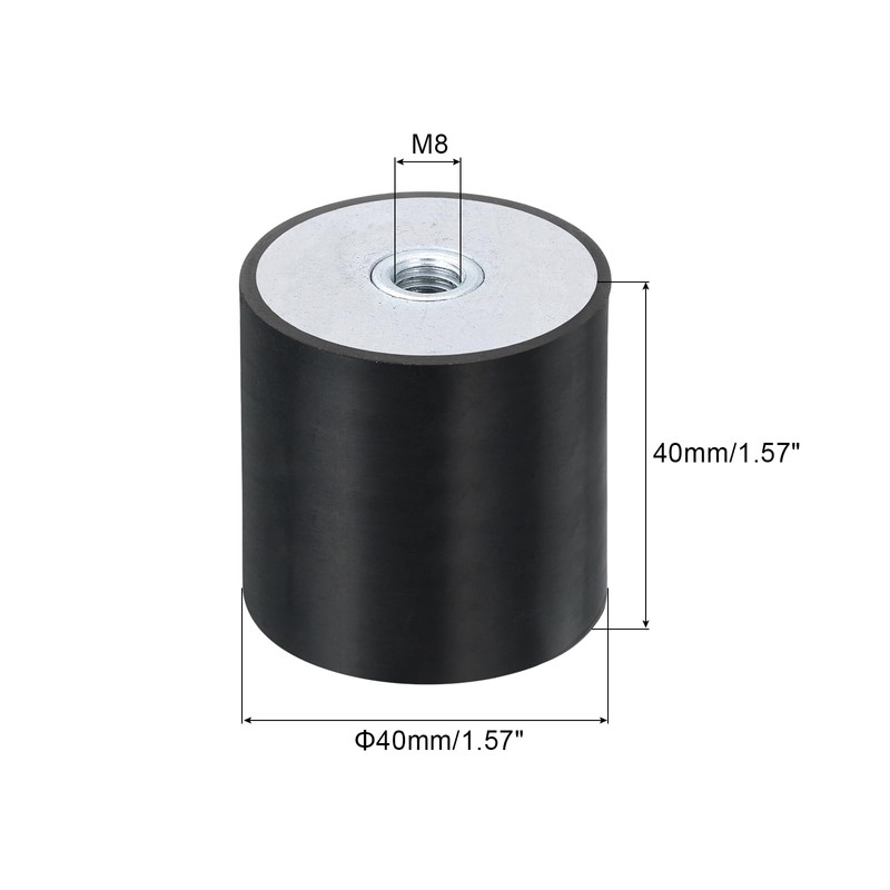 sourcing map 4Pcs 40 x 40mm M8 Thread Female Rubber