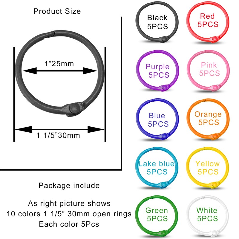 Keychains or Key Rings, 1 1/5" Loose Leaf Binder Rings