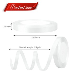 White Ribbon for Gift Wrapping 3/8 in 25 Yards White Satin Ribbon Floral Ribbon White Ribbon for Flower Bouquet White Ribbon for Hair Ribbon for Crafts Easter Ribbon White Christmas Ribbon Decor