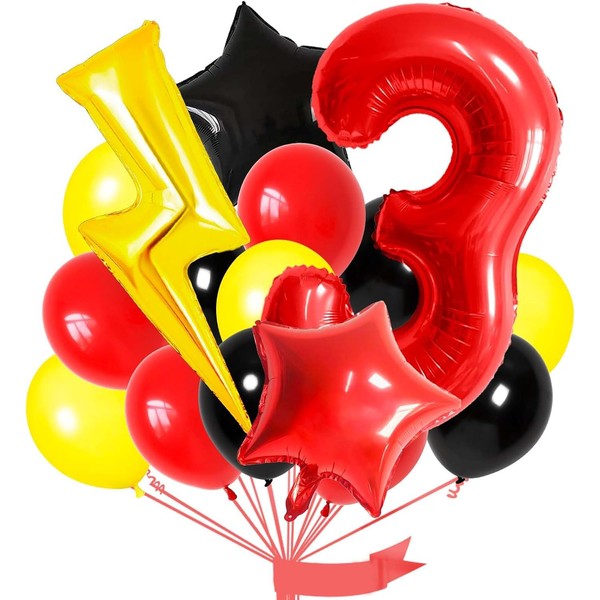 Luftballon Blitz 3 Jahre 16 Stück Schwarz Rot Gelb Latexballons