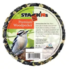 Heath (Case of 6) Stackable Round Wild Bird Seed Cakes, Woodpecker Blend