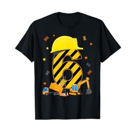 Six 6 Year Old 6th Birthday Construction Vehicles 6yr T-Shirt