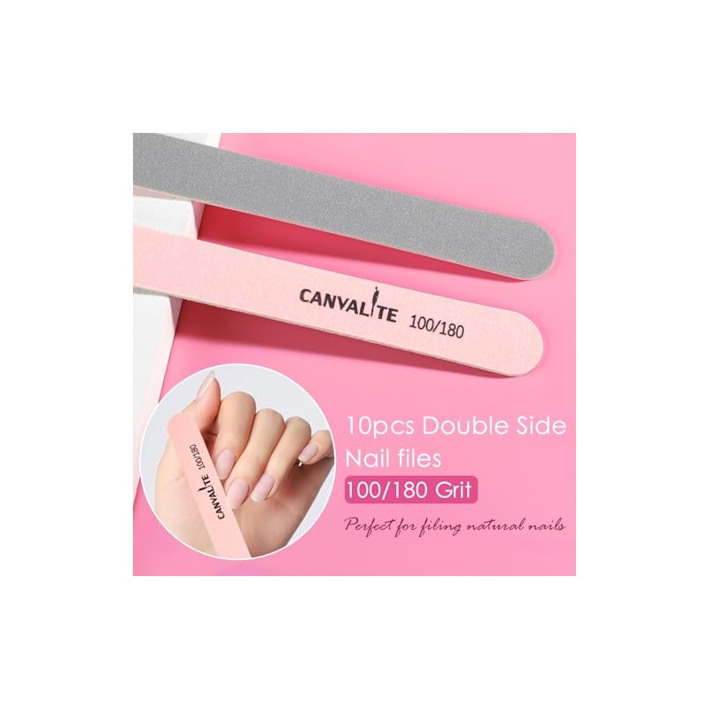 Canvalite Limas de uñas y amortiguadores, moldea/suaviza/brilla, lima multifuncional y