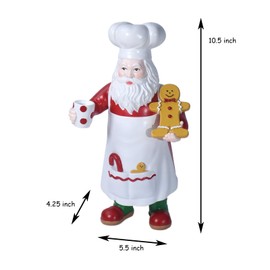 AMOYYT Santa Claus Decor Table Top Christmas Decorations Indoor Santa Claus Figurines 10.5" Resin Holding Gingerbread Chef Santa Claus Statue Kitchen Gingerbread Christmas Decorations Gifts for Women