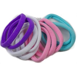 Mototrendz® 10 pcs Large Thick Stretchy Soft Hair Bobbles Girls Ponytail Holders Hair Elastics Super Soft Fabric Hair Ties Endless Snag Free Ponies for Girls Women Thick Hair (Assorted Pastel Mix)