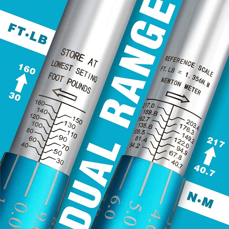 DURATECH 1/2" Drive Click Torque Wrench 160 Ft-lb Socket Adapter