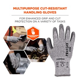Ergodyne ProFlex 7030 Cut Resistant Work Gloves, ANSI A3, PU Coated Palms for Flexible No Slip Grip, Abrasion Resistant, 13g,Gray, 2X-Large