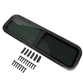 Mustrod RV Window w/Mounting Trim Ring 42" W x 12" H Teardrop Horizontal Slide Replacement for RV Camper Window