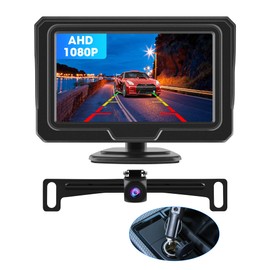 AHD 1080P Backup Camera for Car 4.3 inch Back up Camera for Cars with Monitor Super Night Vision DIY Guide Line Modes Rear View Reverse Camera for RV Trucks Vehicle Pickup IP68 Waterproof
