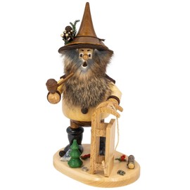 Drechselwerkstatt Uhlig DWU Erzgebirge Incense Smoker Man Christmas Decoration Craftsman, Forest Gnome 25 cm, Sleigh Driver