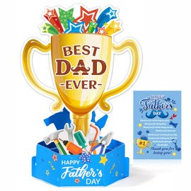 HOWAF 3D & Pop up Fathers Day Card, Happy Father's Day Card from Daughter Son, Pop Up Trophy Father Day Card, Fathers Day Gifts for Dad, Daddy, Step Dad, Husband, Grandad, Uncle