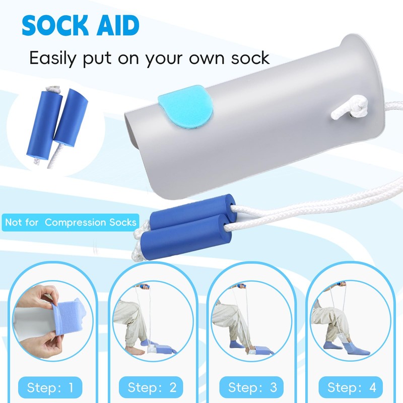 Sock Aid Kit, Sock Puller Aid Easy On and Off,