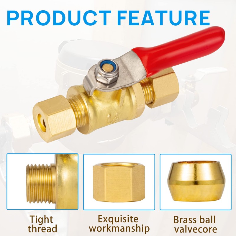 Breezliy Lead-Free Brass Mini Ball Valve Shut Off Switch,1/4 inch