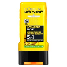 L'Oréal Men Expert Invincible Sport Shower Gel with Citrus Scent - Cleanses Face, Body and Hair Without Drying Out / Regenerates Muscles After Sport (3 x 300 ml)