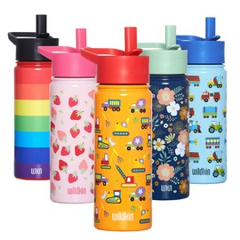 Wildkin Kids 18 oz Reusable BPA-Free Stainless Steel Water Bottle with Leak Proof Lid for Boys & Girls, Insulated, Durable, and Easy to Clean Water Bottles for Kids - Under Construction