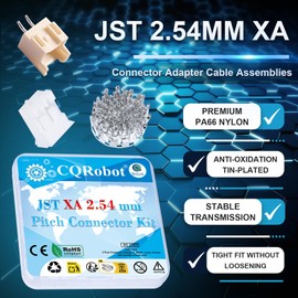 CQRobot JST XA 2.54 mm Pitch 2-Pin Electronic Computer Connector IC Male Plugs, Female Sockets Housing and T-Shaped Crimp Terminal Kit. 100 Sets/400 Pieces Wire-to-Board Adapter Cable Assembly.