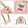 Framendino, Small Crochet Drawstring Pouch Cherry Cute Coin Purse Handmade