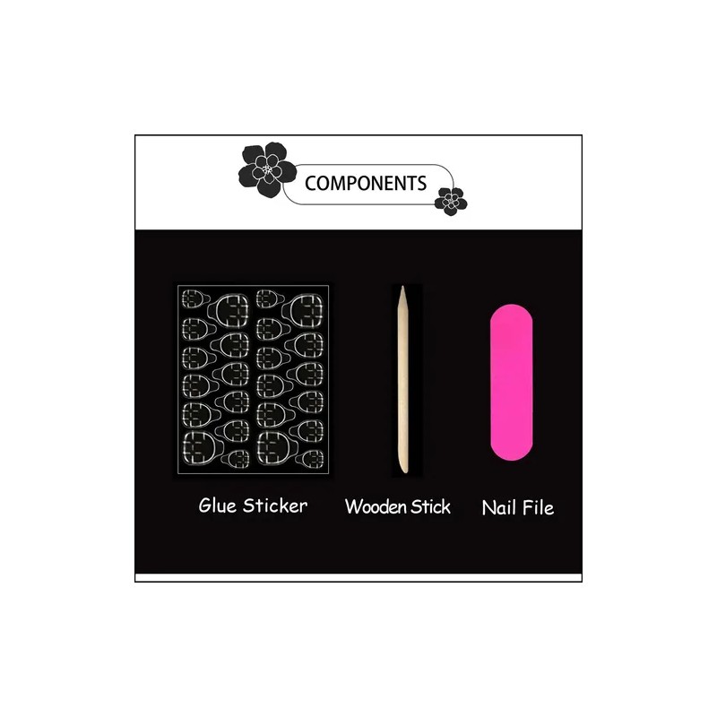 24 Pz, Kit De Uñas Postizas Largas Con Kit De