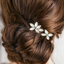 Jeairts Rhinestone Wedding Hair Pins Gold Bridal Hair Pieces Crystal Hair Accessories for Women(2 pcs)
