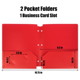 Habgp Plastic Folders with Pockets, Heavy Duty Pocket Folders for 3 Hole Punched Binder Folder, Letter Size File 2 Pockets Folders for Documents Office School, 6 Pack 6 Color