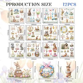 arricraft 12 Sheets Easter Rabbits Rub on Transfers for Crafts, Animals Flowers Plants Rub on Transfer Stickers PVC Rub on Decal for DIY Home Furniture Window Wood