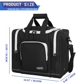 LARIPOP Bowling Ball Bag for Single Ball, 2022 Bowling Ball Tote Bowling bag with Padded Holder - Fits Shoes up to Mens Size 14 and Bowling Accessories