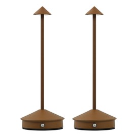 KROPTIB Cordless Table Lamps,LED Rechargeable Desk Lamp,Portable Modern USB Battery Operated Lights,Outdoor Waterproof Touch Dimmable,for Patio,Restaurant,Bar,Camping,Dining Home Set of 2 Brown