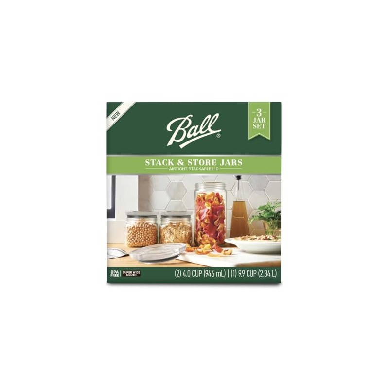 Ball 3 Jar Set, Stack & Store Jars with Airtight