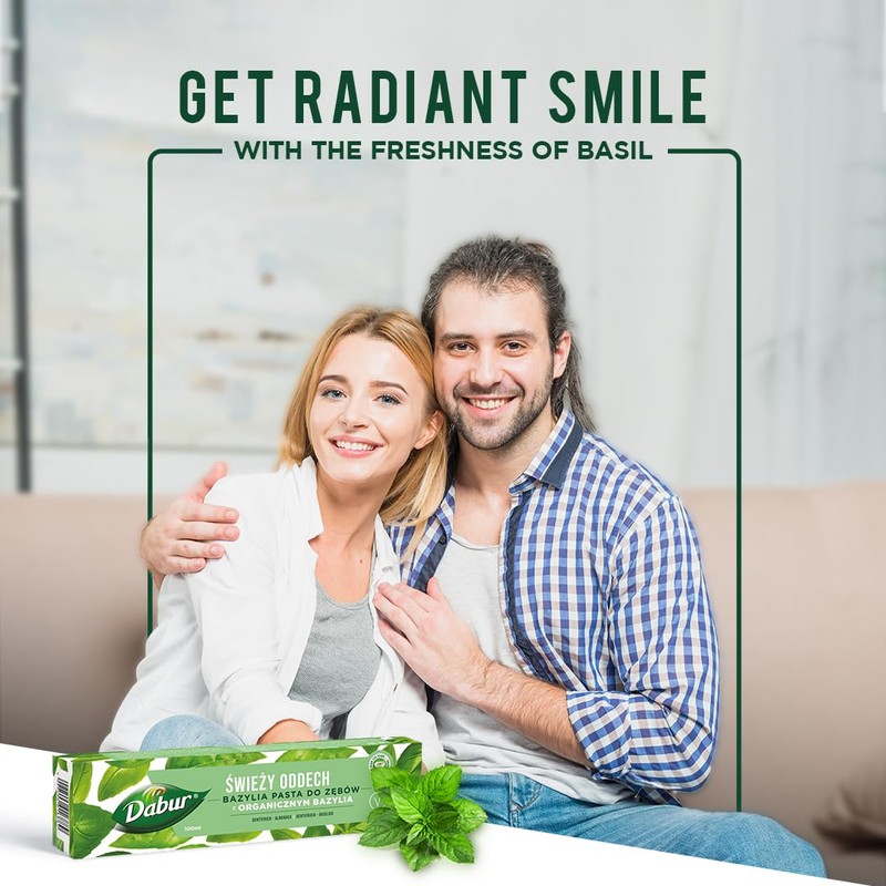 Dabur Organic Basil Toothpaste for Fresh Breath 100ml - Natural