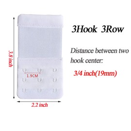 AKAAYUKO Bra Extension Closure Bra Extender Strap Elastic Band Soft Strap Extension 3 Rows 2 Hooks - Pack of 3, 3 colors, 3 hooks 3/4 inch spacing