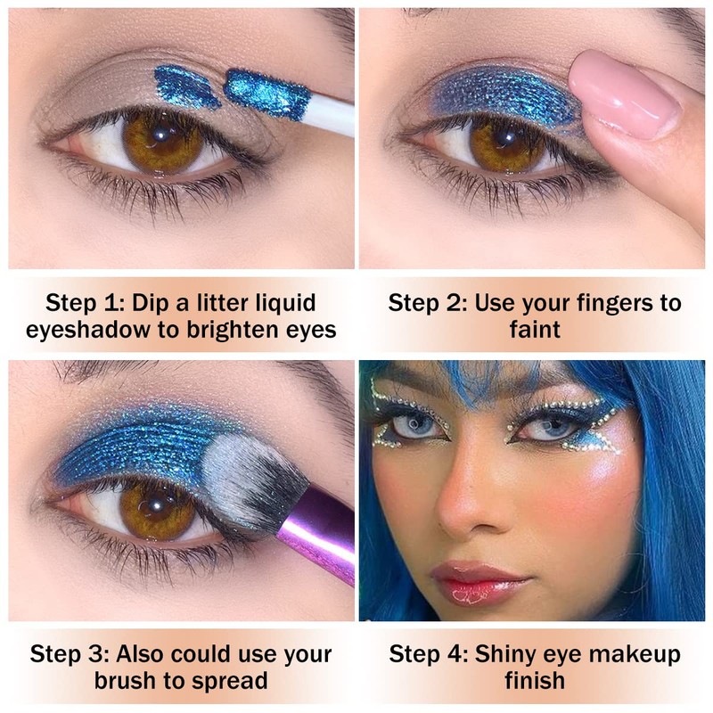 Oulac Liquid Eyeshadow Glitter - Waterproof Glitter Eye Make-Up with