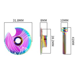 Titanium Bicycle Headset Top Cap Cover with Bolt 1 1/8 Inch MTB Bike Headset Cover Stem for Road & Mountain Bikes (Lines)
