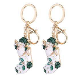 2Pcs Santa Keychain Pendant Cute Stylish Fahionable Decorative Hanging OrnamentsGreen