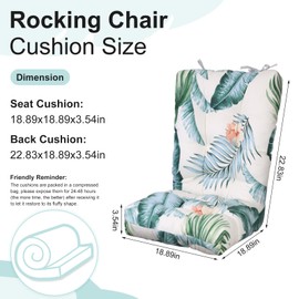 Zorpupoa Rocking Chair Cushions Set, Thicken Rocking Chair Pads with Ties, Soft Seat Pads Cushion Tufted Back and Seat Cushion Chair Pads for Home, Kitchen, Office (Beige Leaf)