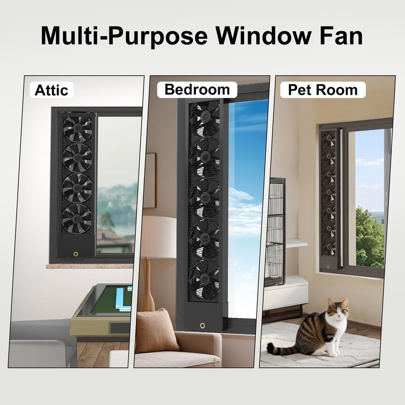 31.5-33.5 Inch Vertical Window Fan for Sliding Windows Exhaust Only