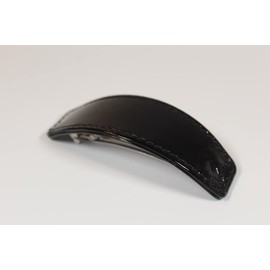 Blackbird Hair Couture Barrette Genuine Leather Clip Accessories Made in France (Black Patent Leather)