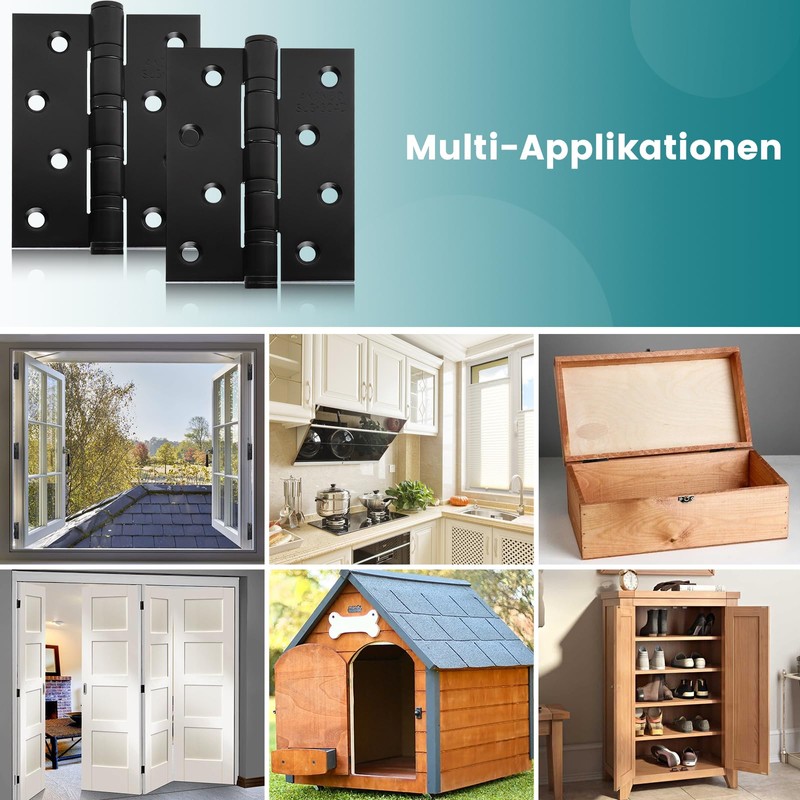 Pack of 2 Hinges Black Stainless Steel Door Hinge Large,