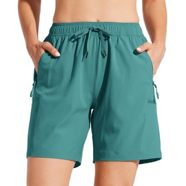 Willit Pantalones cortos cargo de senderismo para mujer, de secado rápido, pantalones cortos deportivos de golf, de 7 pulgadas, ligeros, pantalones cortos de verano con bolsillos