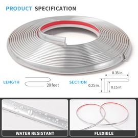 Art3d 20ft Outside Vinyl Corner Trim Peel and Stick for Tile and Wall Edges, Furniture Decoration Glittery Silver