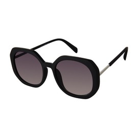 TAHARI Round Hexagonal Sunglasses, Matte Black, 54.5 mm