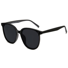 Cyxus Oversized Sunglasses Womens Trendy Cat Eye Polarized Sunglasses UV Protection for Outdoor 1902 (01-Black)