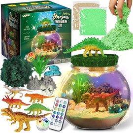 Dinosaur Terrarium Kit for Kids - Dino Kid Crafts with DIY Moon Lamp Painting Kit - Birthday Gift for Boys Ages 4 5 6 7 8-12 Year Old - Arts and Crafts for Boys and Kids - Dinosaur Toys for Boys